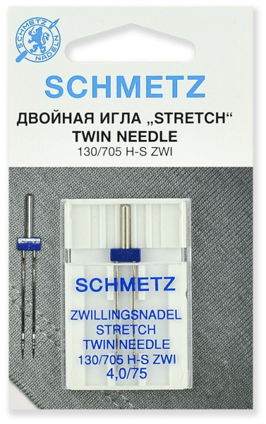 Иглы Schmetz стрейч двойные 130/705 H-S ZWI 4,0/75, 1 шт в Грозном